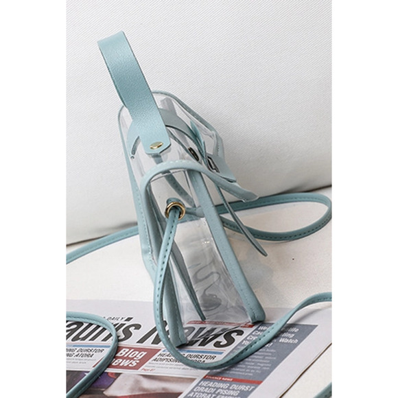 Mini Transparent Square Crossbody Bag with Inner Pouch Black Trim - Picture 5 of 7